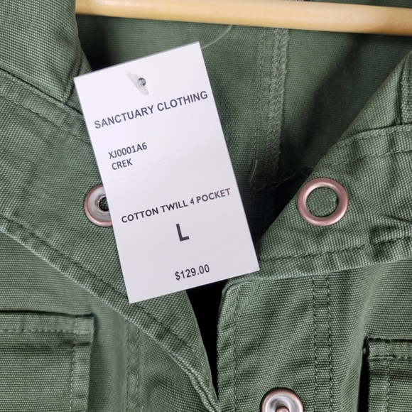 Sanctuary green jacket size large NWT cotton twill 4 pocket size large - Picture 3 of 9